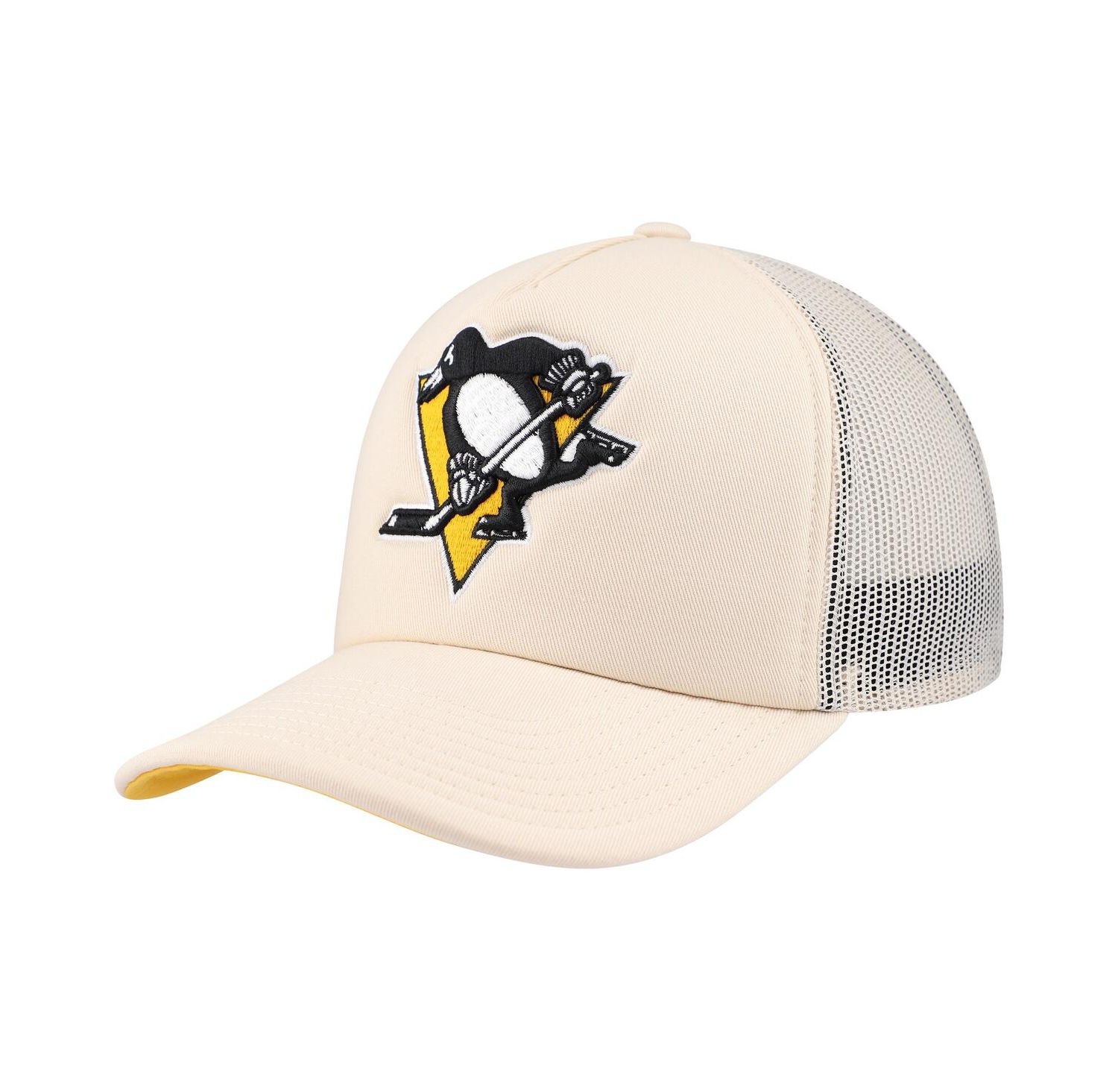 Men's Cream Pittsburgh Penguins Foam Front Trucker Adjustable Hat