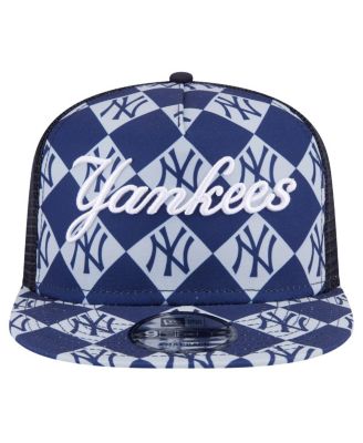 Men's Navy New York Yankees Seeing Diamonds A-Frame Trucker 9FIFTY Snapback Hat