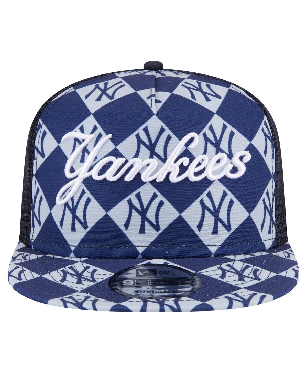NEW ERA MEN'S NAVY NEW YORK YANKEES SEEING DIAMONDS A-FRAME TRUCKER 9FIFTY SNAPBACK HAT 