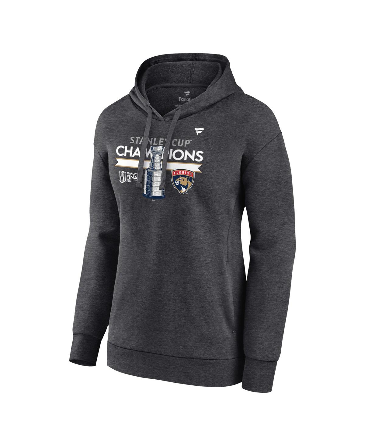 Fanatics Women'sFlorida Panthers 2024 Stanley Cup Champions Locker Room Fleece Pullover Hoodie - Heather Charcoal