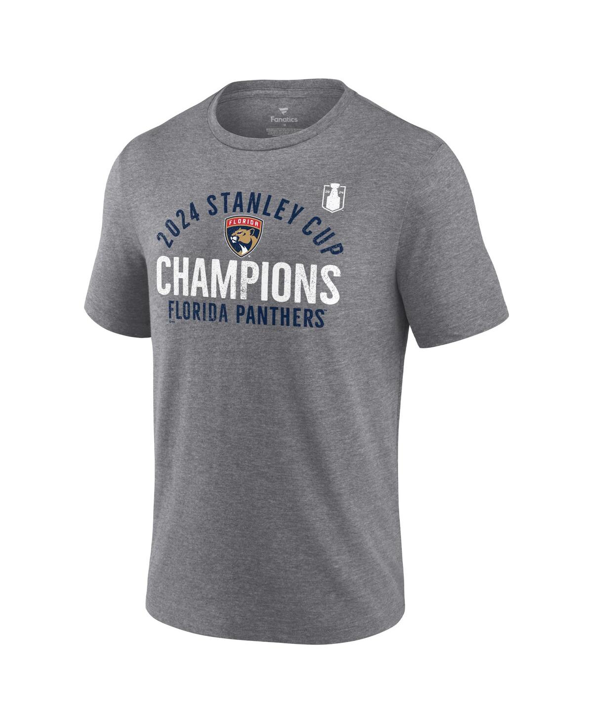 Fanatics Men'sFlorida Panthers 2024 Stanley Cup Champions Rush Tri-Blend T-Shirt - Heather Gray