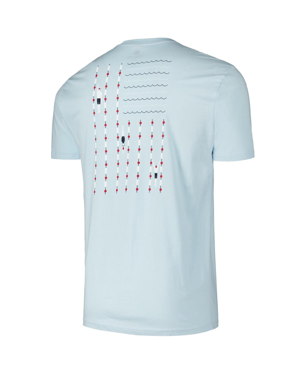 FLOMOTION MEN'S AND WOMEN'S LIGHT BLUE USA SWIMMING SWIM MEET T-SHIRT 