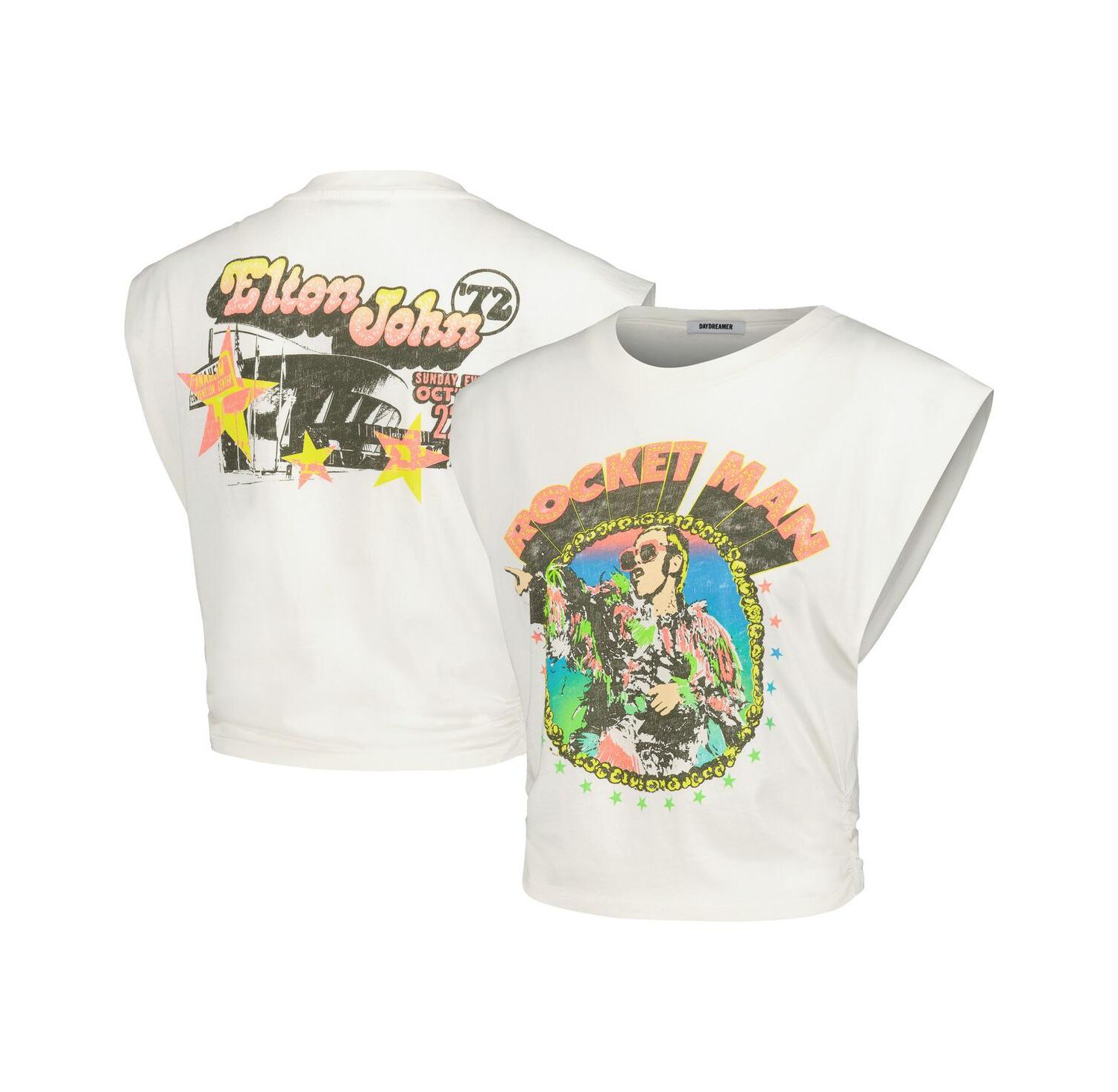 Women's White Elton John Rocket Man Banded '72 Banded T-Shirt