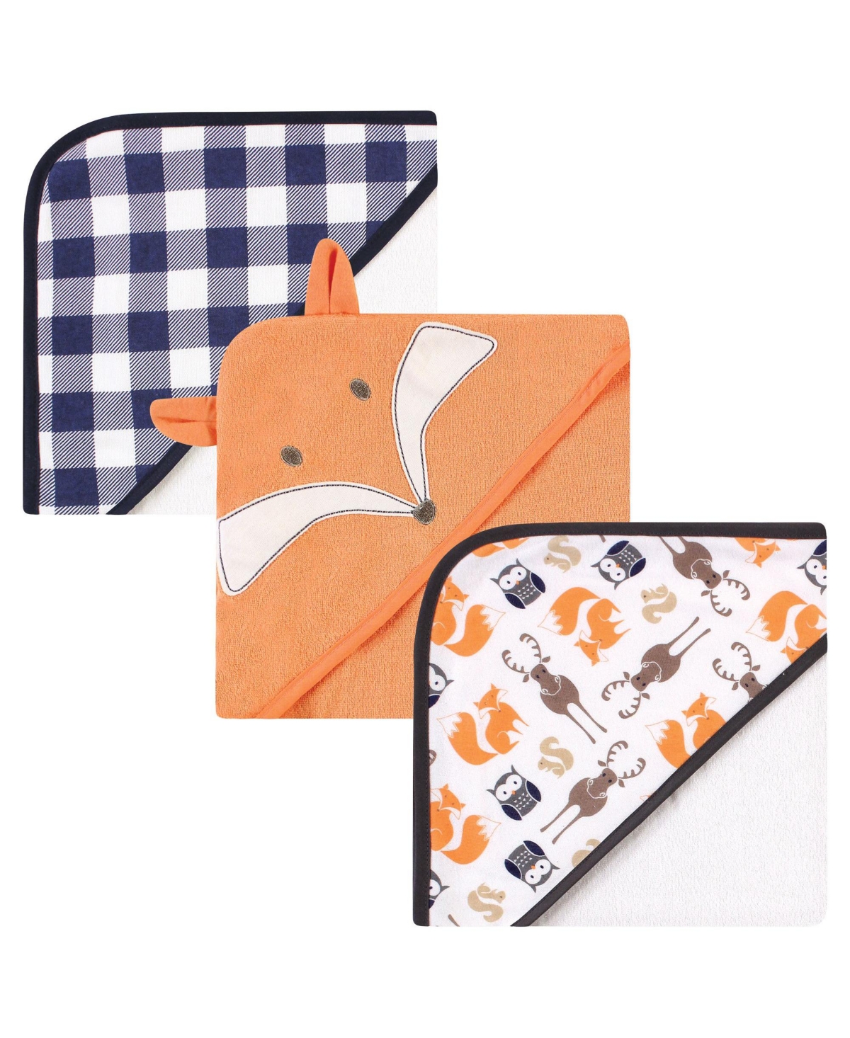 Hudson Baby Infant Boy 6Pc Cotton Rich Hooded Towels Bundle Set, Blue Moose Fox, One