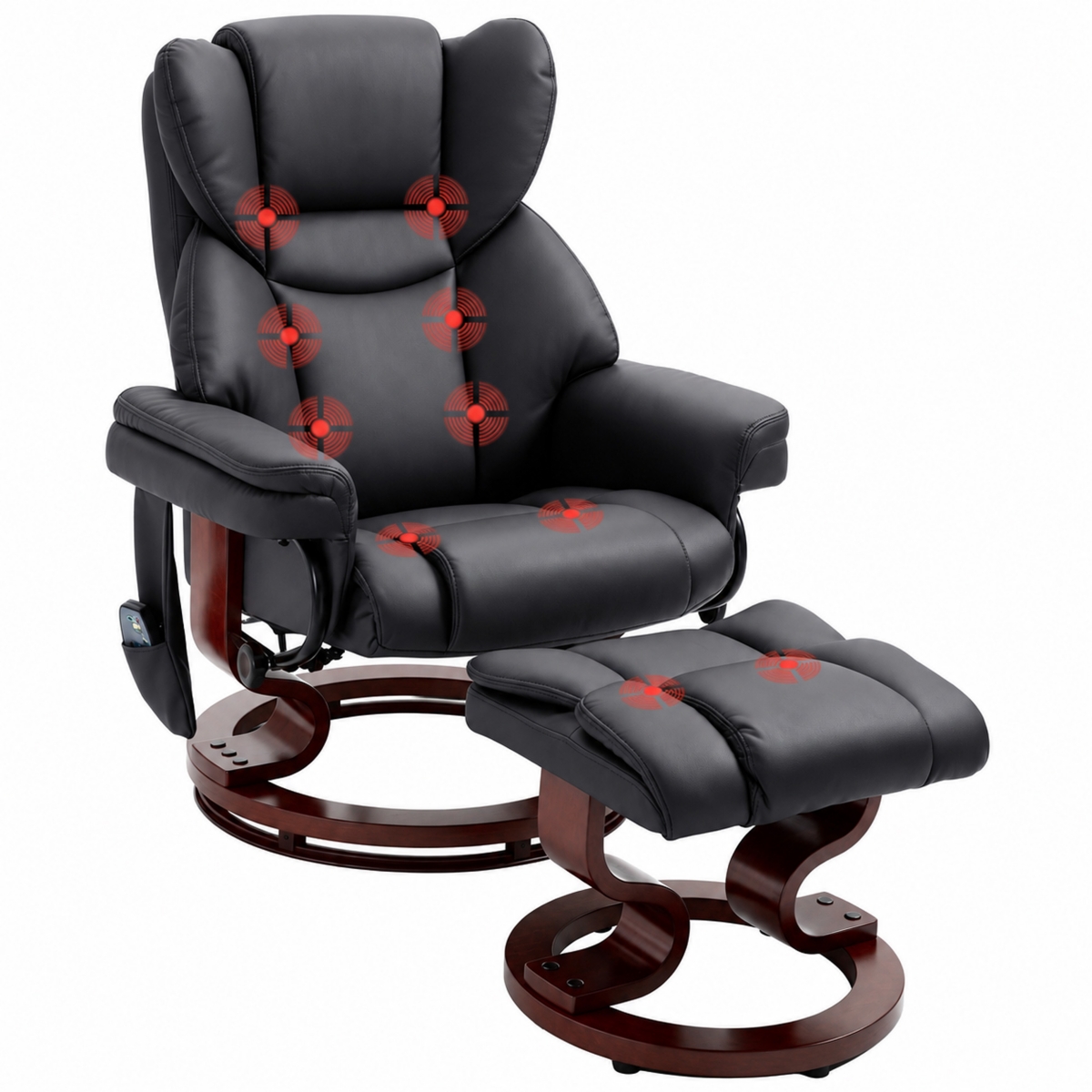Homcom Massage Sofa Recliner Chair with Footrest 10 Vibration Point Faux Pu Leather - Black