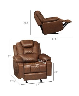 Overstuffed Manual Recliner Seat w/Thick Sponge Padded Headrest & Armrest