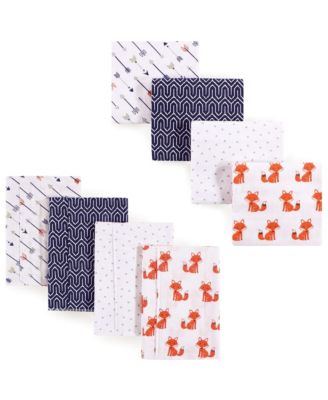 Soft Flannel Eight-Piece Baby Essential Set Burp Cloth and Wraps