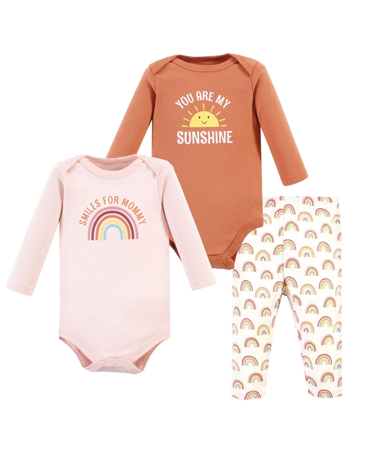 Hudson Baby Baby Girls Hudson Cotton Bodysuit and Pant Set - Sunshine rainbows long-sleeve
