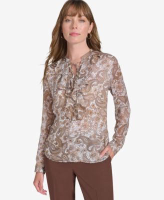 Tommy Hilfiger - Women's Paisley-Print Ruffled Blouse