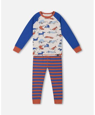 Deux Par Deux Organic Cotton Long Sleeve Two Piece Pajama Set - Printed Mechanical Dinosaur Deux Par Deux Organic Cotton Long Sleeve Two Piece Pajama Set - Printed Mechanical Dinosaur