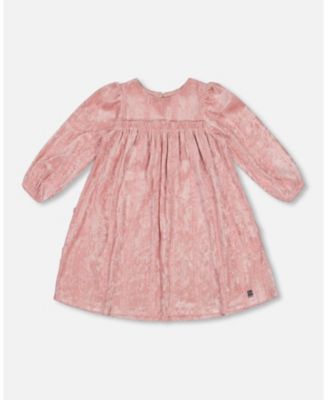 Deux par Deux Big Girls Long Sleeve Velvet Dress With Frills Light Pink -  Macy's