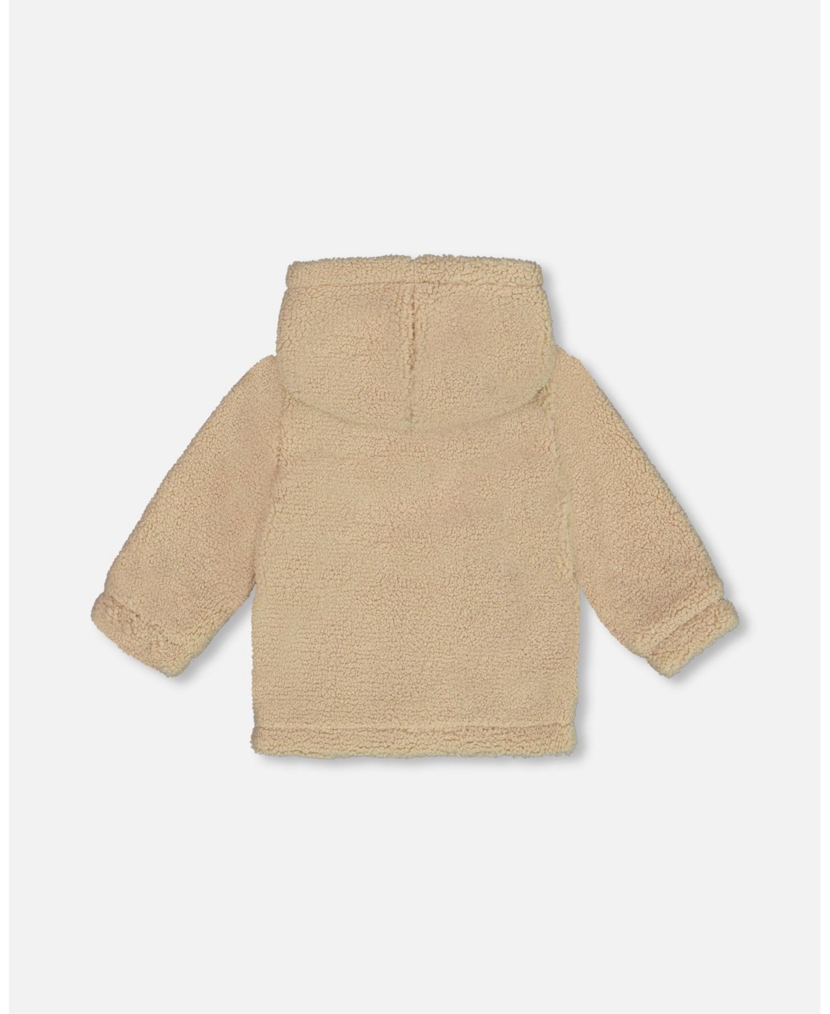 Deux par Deux Baby Boys Baby Sherpa Hooded Zip Jacket- Sand