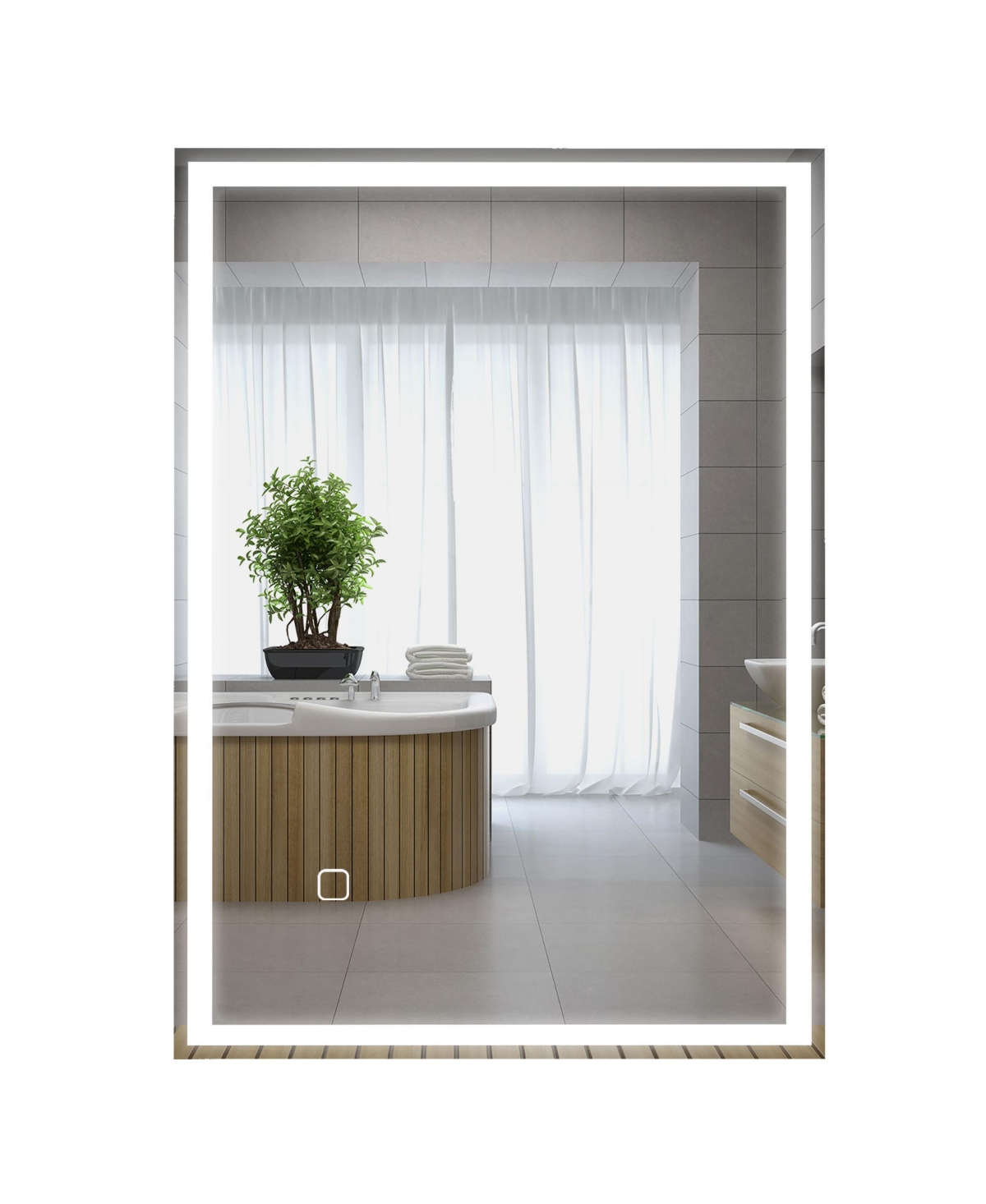 Dimmable Bathroom Mirror with Led Lights, 3 Colors & Memory Function - Silver
