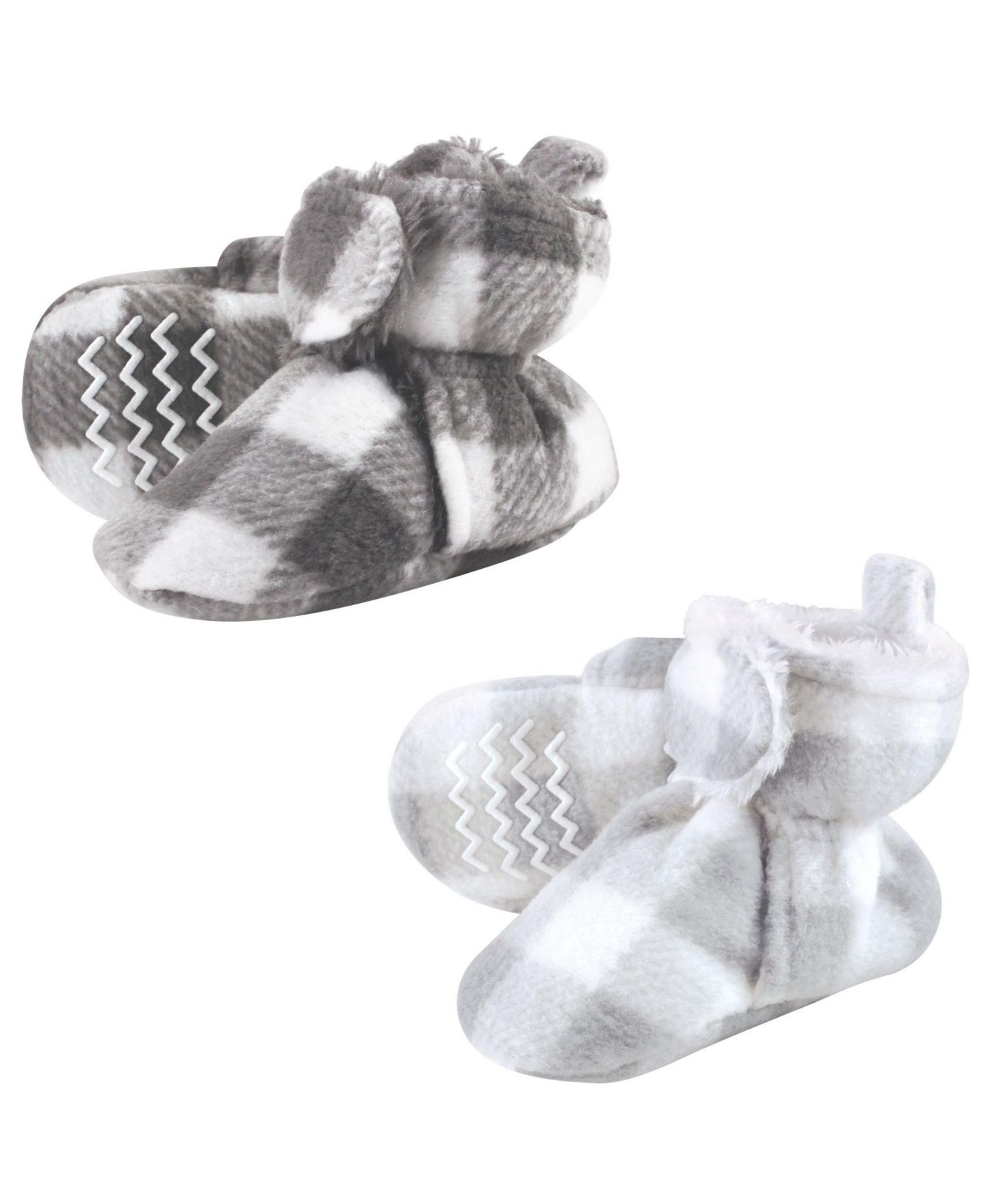 Обувь Hudson Baby Unisex Cozy Unisex Animal-Inspired Fleece Footwear Duo для мальчиков-малышей, цвет: Угольный серый белый клетчатый — фото 1