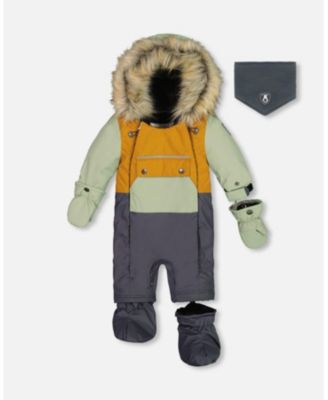 Deux par Deux Baby Boy One Piece Baby Snowsuit Sage Brown And Dark Grey Infant Toddler Macy s