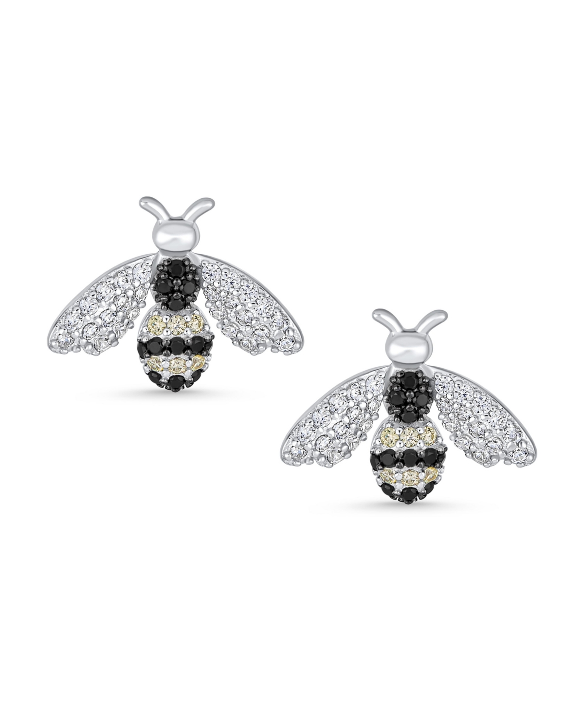 Bling Jewelry Estate Art Deco Style Garden 3D Insect Micro paveCubic Zirconia Queen Bumble Bee Stud Earrings For Women Sterling Silver