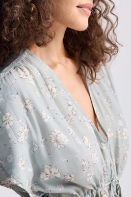 Women's Gathered Maxi Dress with Side Slits in Mosaic