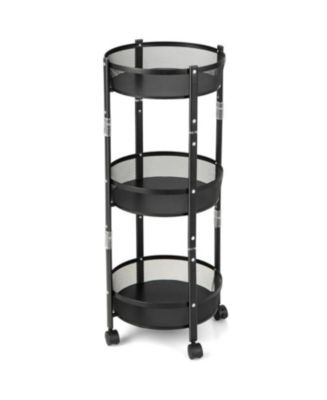 Slickblue 3-Tier Rotating 1-Second folding Storage Rack Metal-Round ...