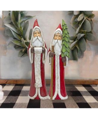 Rustic Hooded Santa With Tree And List (Set of 2)