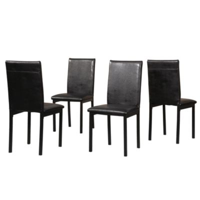 Faux Leather Seat Metal Frame Dining Chairs, Set of 4