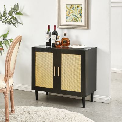 Modern Sideboard Cabinet with Unique Rattan Doors