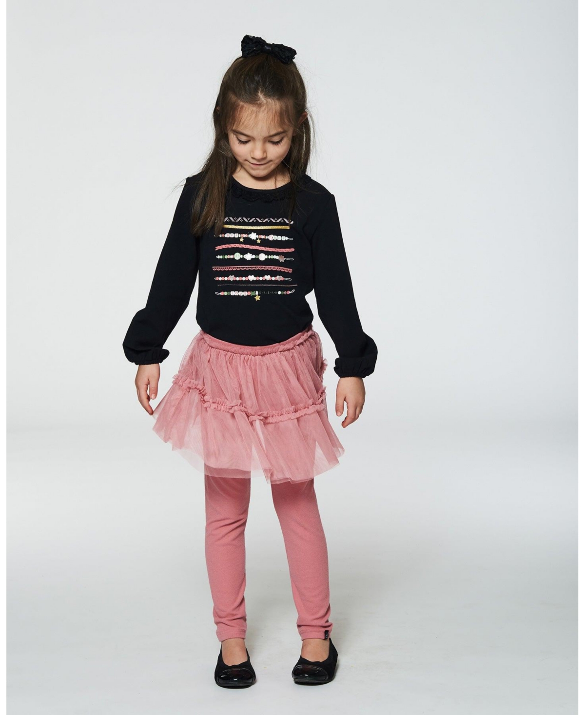 Deux par Deux Big Girls Leggings With Tulle Skirt- Pink