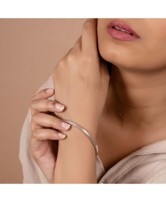 Plain Simple Flat Edge Layering Stacking Strong 3MM Shinny Sterling Silver Bangle Bracelet