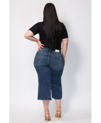 Plus Size Mid Rise Wide Leg Jeans