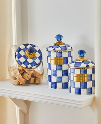Glass Cookie Jar with Royal Check Lid