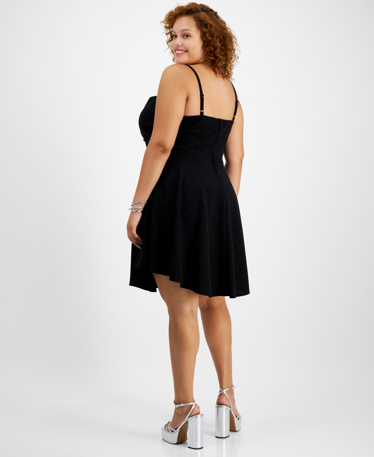 City Studios Trendy Plus Size Square-Neck Draped Skater Dress