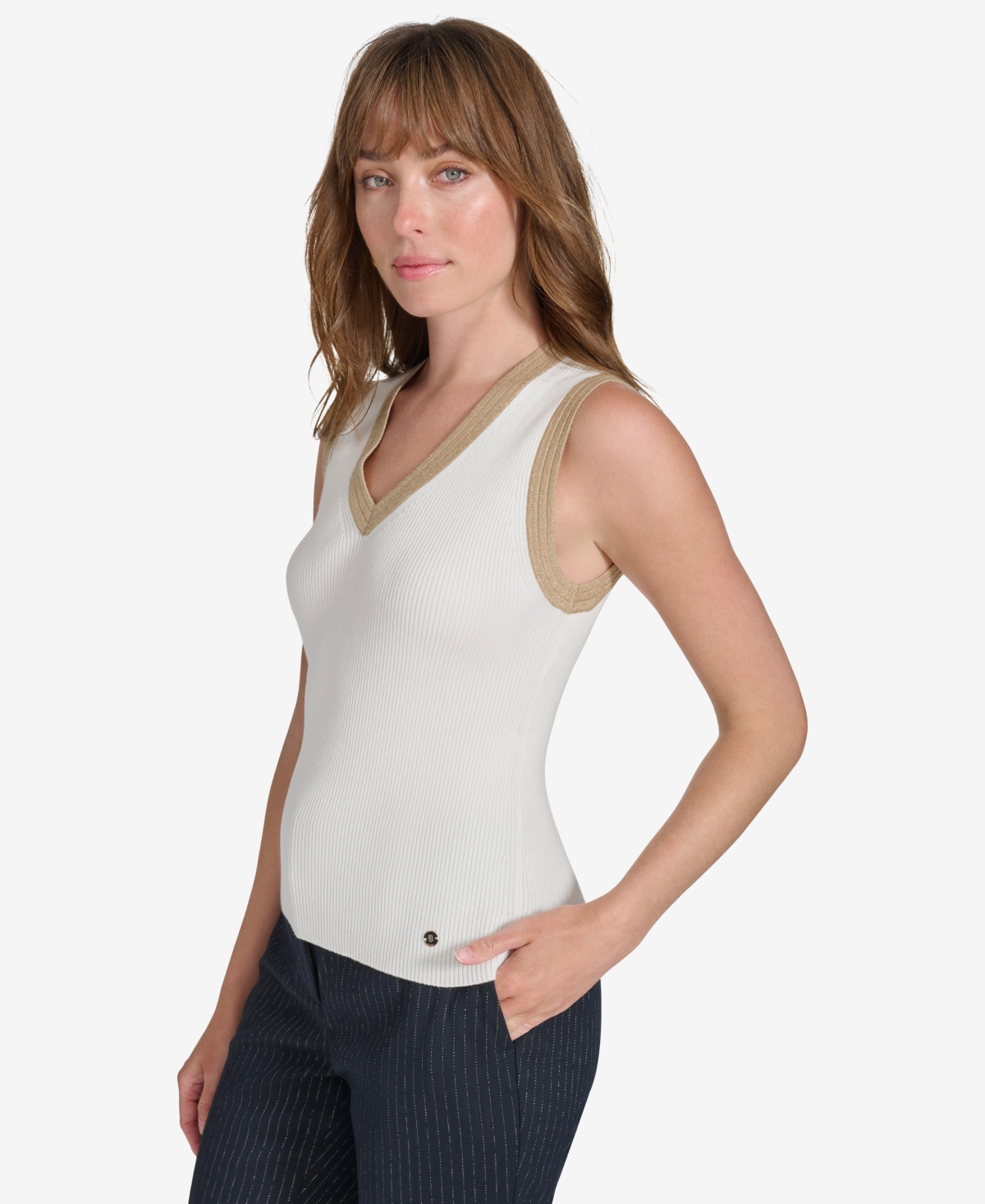 Tommy Hilfiger Women's Contrast-Trim Ribbed Tank Top