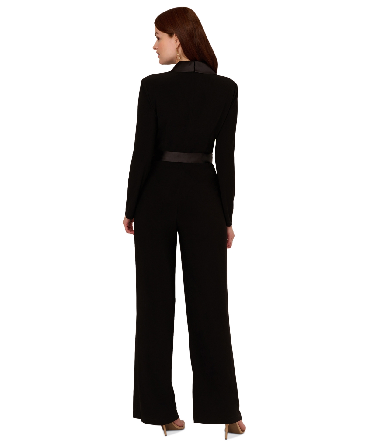 ADRIANNA PAPELL WOMEN'S LONG-SLEEVE TUXEDO JUMPSUIT 