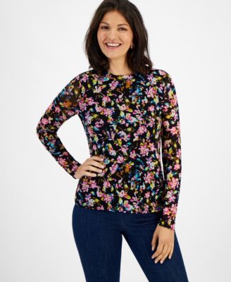 I.N.C. International Concepts Women's Printed Mesh Top