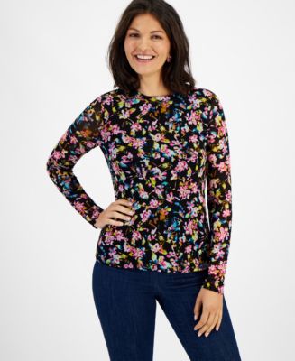 売れ筋商品|||バースリー カットソー トップス レディース Women's Animal Print Mesh Top, Exclusively at Macy's Barley Field Multi 30846972_fpx.tif?$filterlrg$&