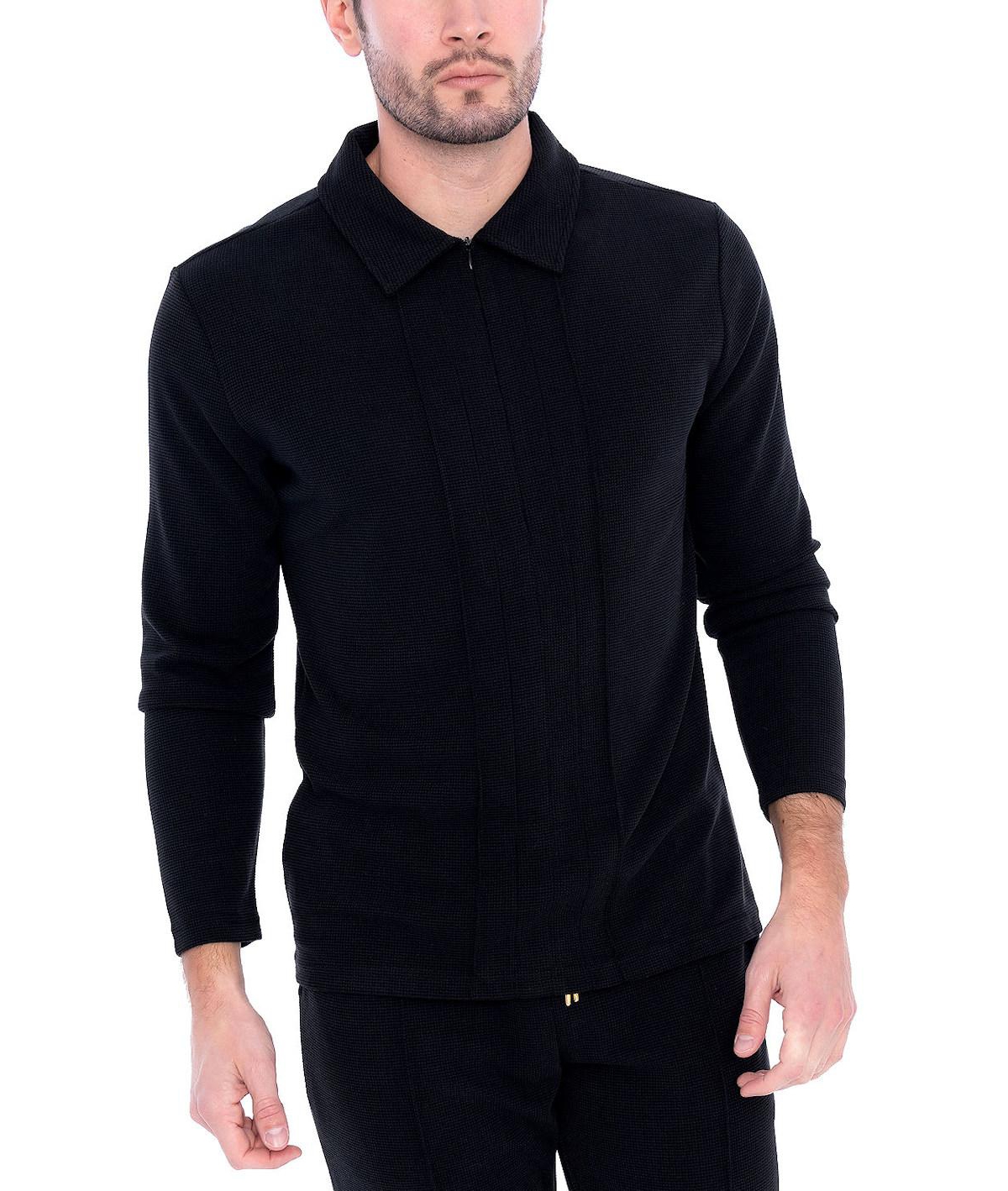 Men's Long Sleeve Zip Neck Knit Top - Cream