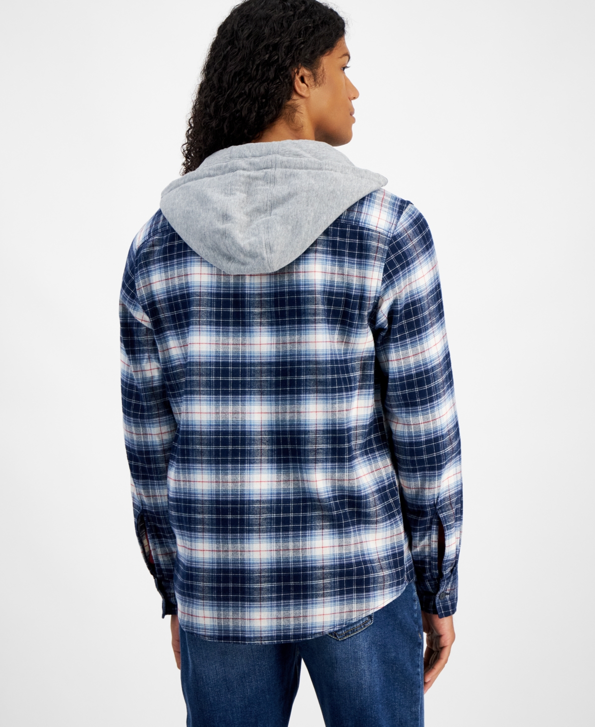 Sun + Stone Men's Nils Hooded Plaid Shirt, Created for Macy's