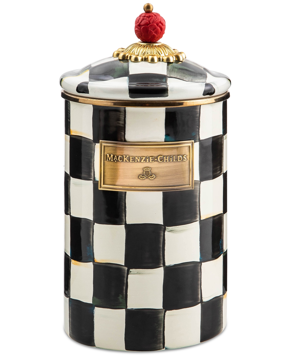 Mackenzie-childs Mackenzie Childs Courtly Check Enamel Canister In Black