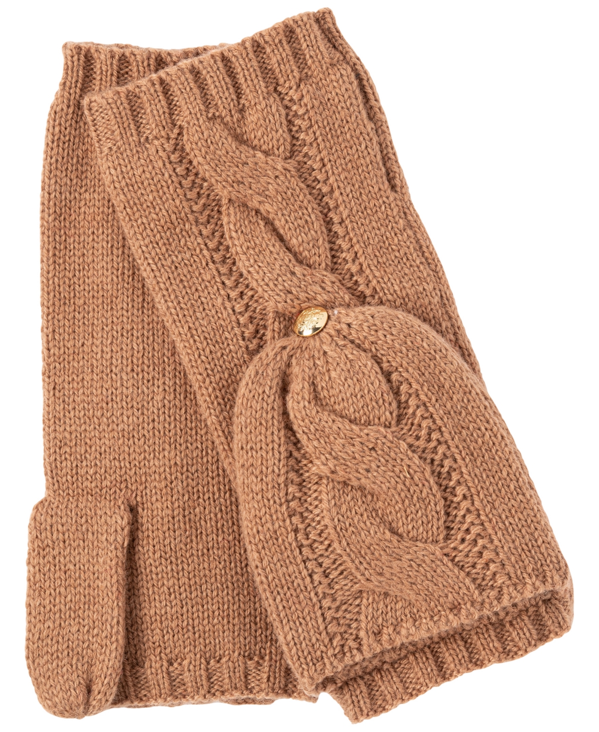 Shop Ralph Lauren Cable Pop-top Glove In Classic Camel