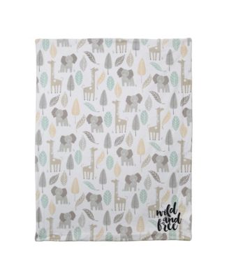 Jungle Friends Elephant/Giraffe Safari Soft Fleece Baby Blanket