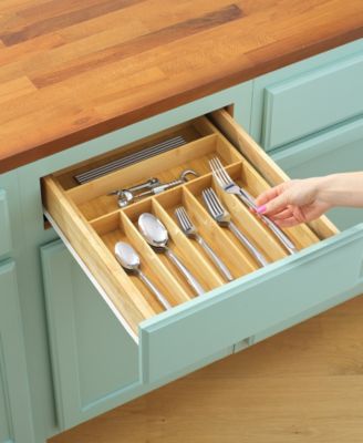 Bamboo 7 Slot Drawer Organizer for Kitchen Utensils