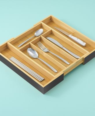 Bamboo Expandable Drawer Organizer for Kitchen Utensils