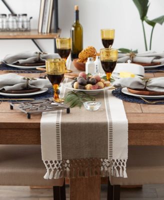 Dobby Stripe Ribbed Table Runner, 13"x72 "