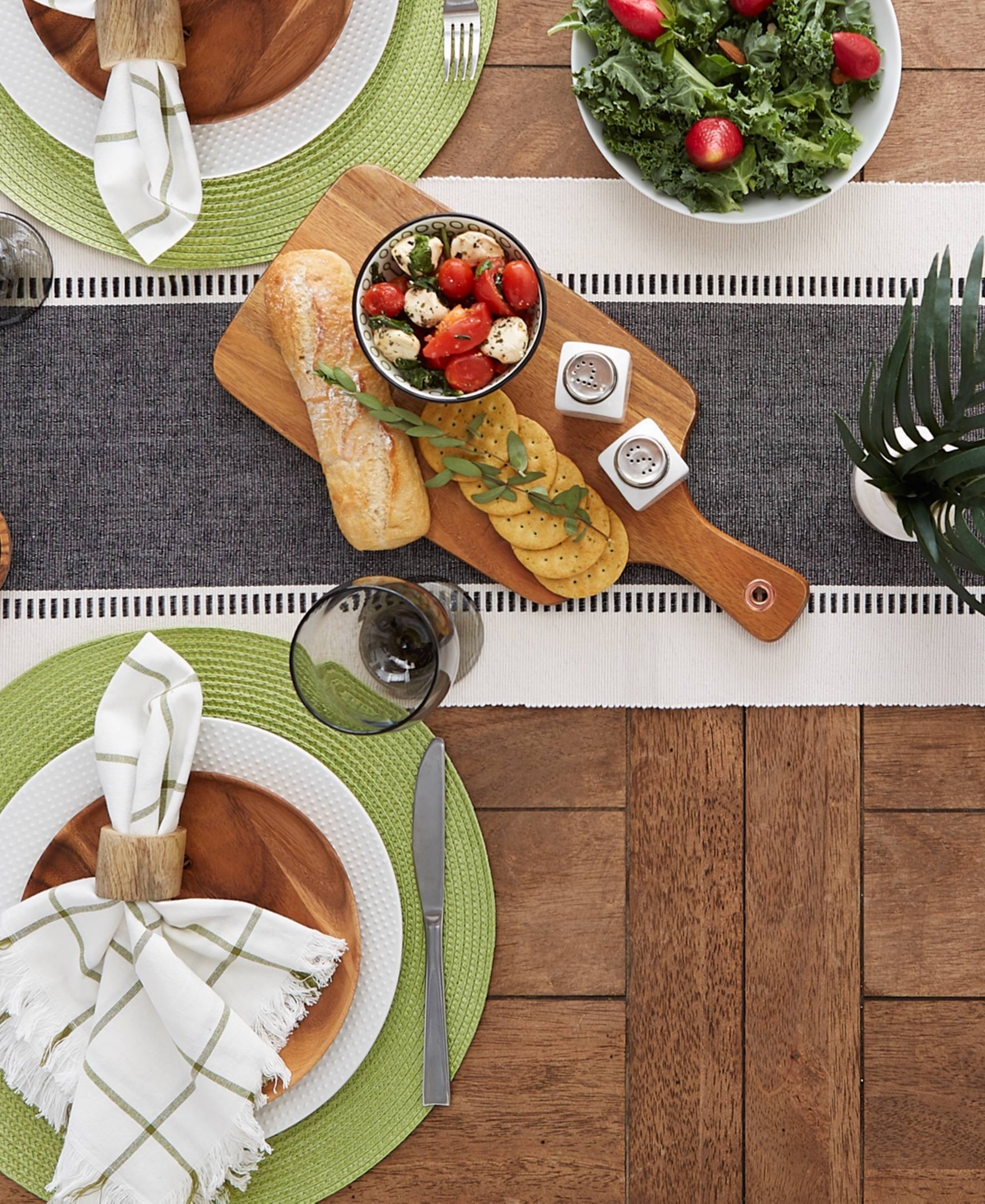 Design Imports Dobby Stripe Ribbed Table Runner, 13"x72 " In Black