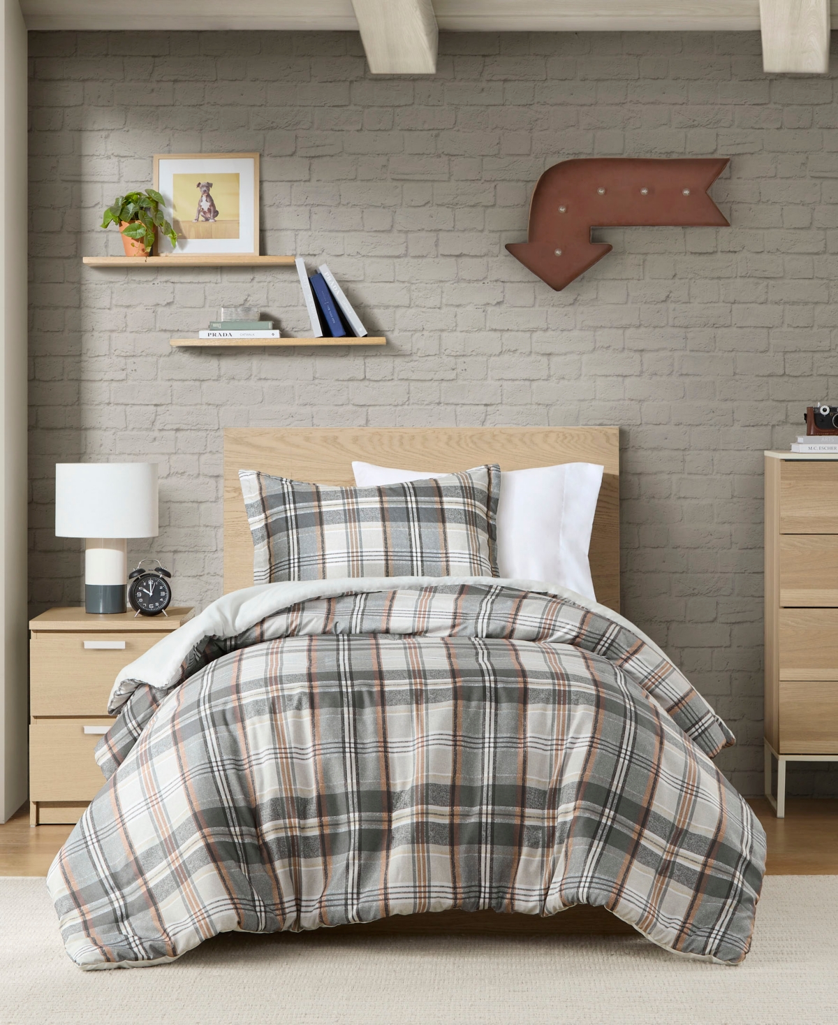 INTELLIGENT DESIGN BLAKE PLAID 2-PC. DUVET COVER SET, TWIN/TWIN XL 