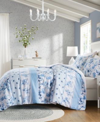 Christa Floral Striped 3-Pc. Duvet Cover Set, Full/Queen