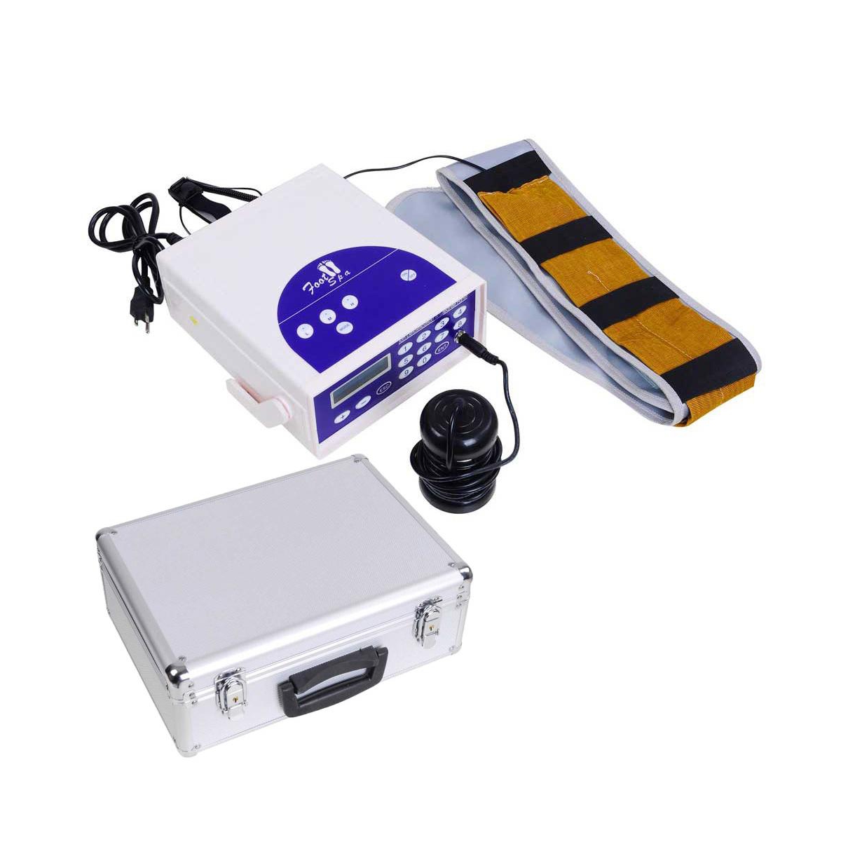 50W Detox Foot Bath Spa Machine Kit Cell Ion Ionic Array Lcd Display w/ Case - White