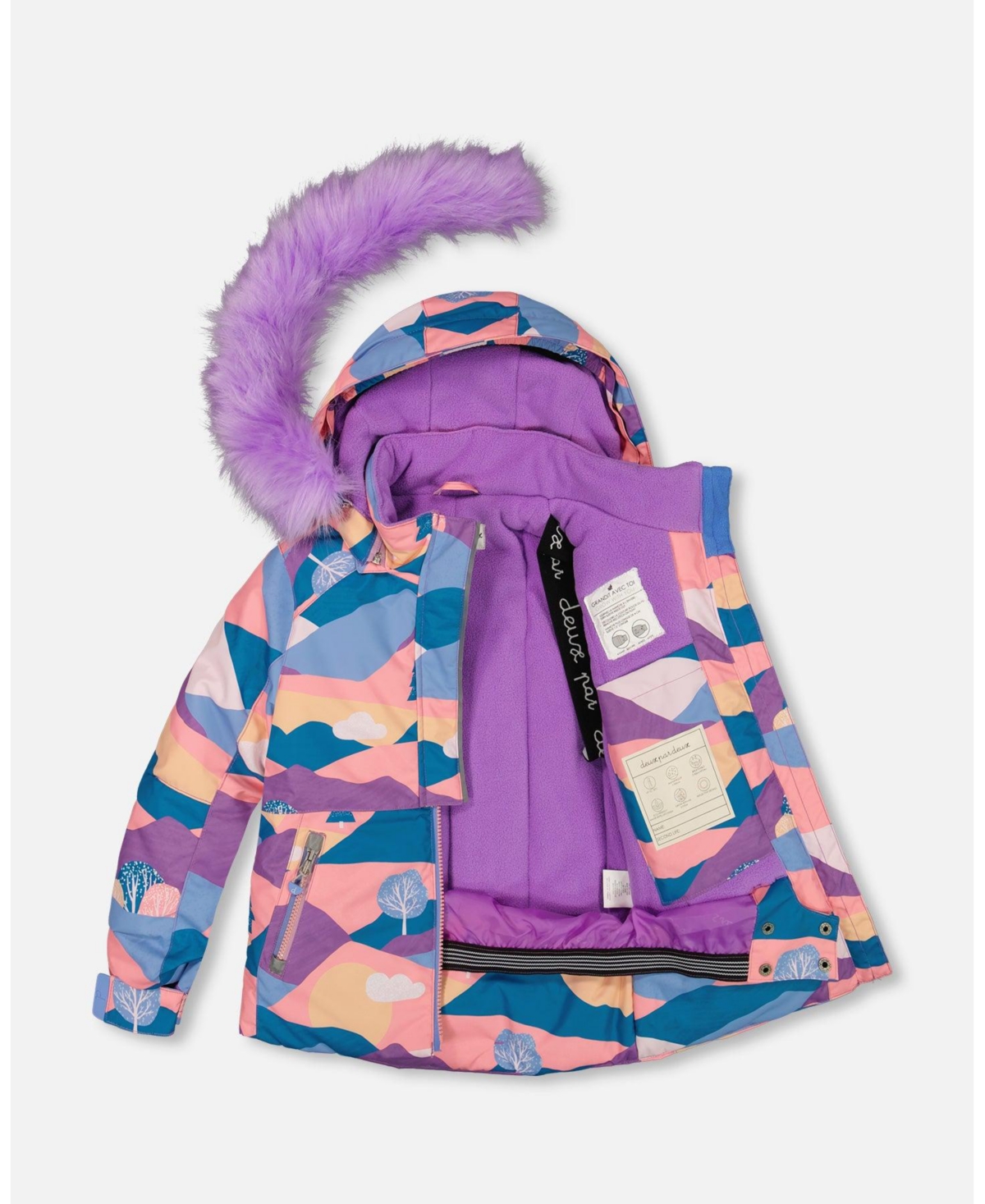 Deux par Deux Toddler Girls Two Piece Snowsuit- Mauve printed landscape