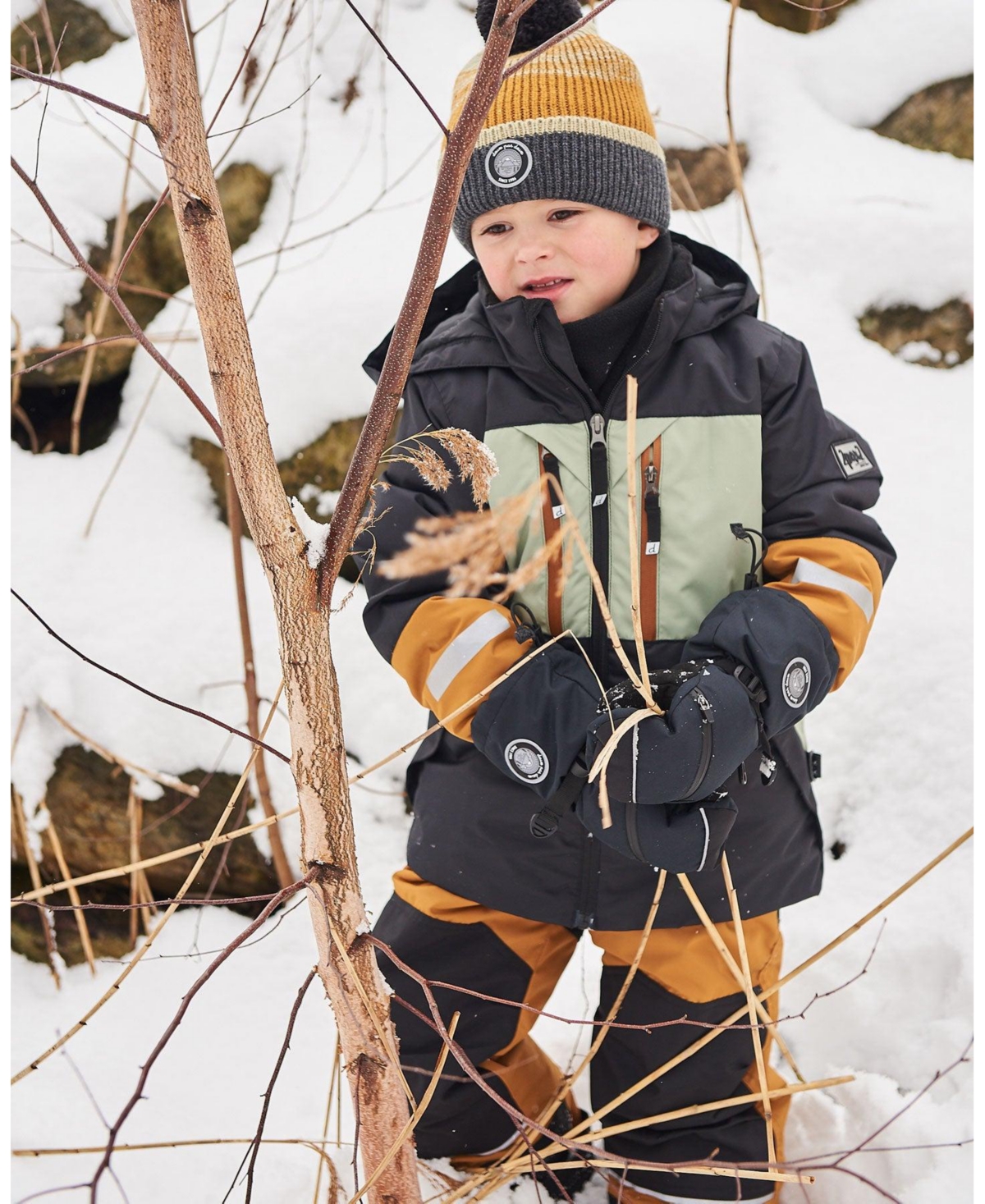 Deux par Deux Toddler Boys Two Piece Technical Snowsuit Sage And Spice - Colorblock black, sage and spice