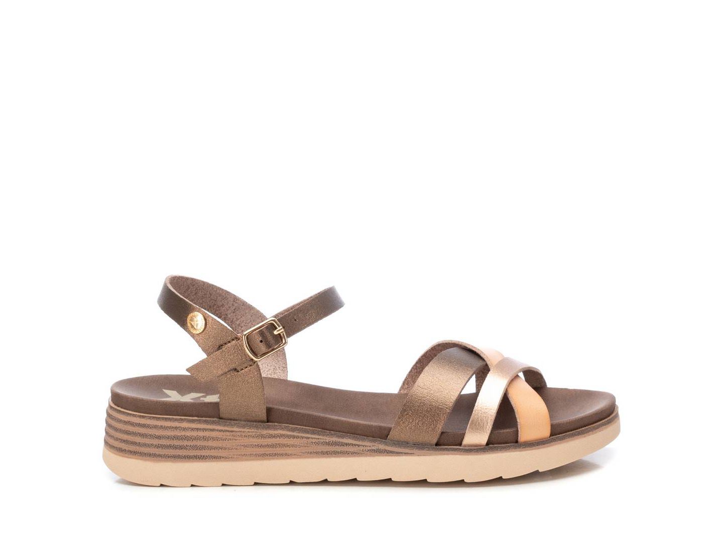Женские сандалии XTI Low Wedge Strappy, цвет: Бронзовый — фото 3