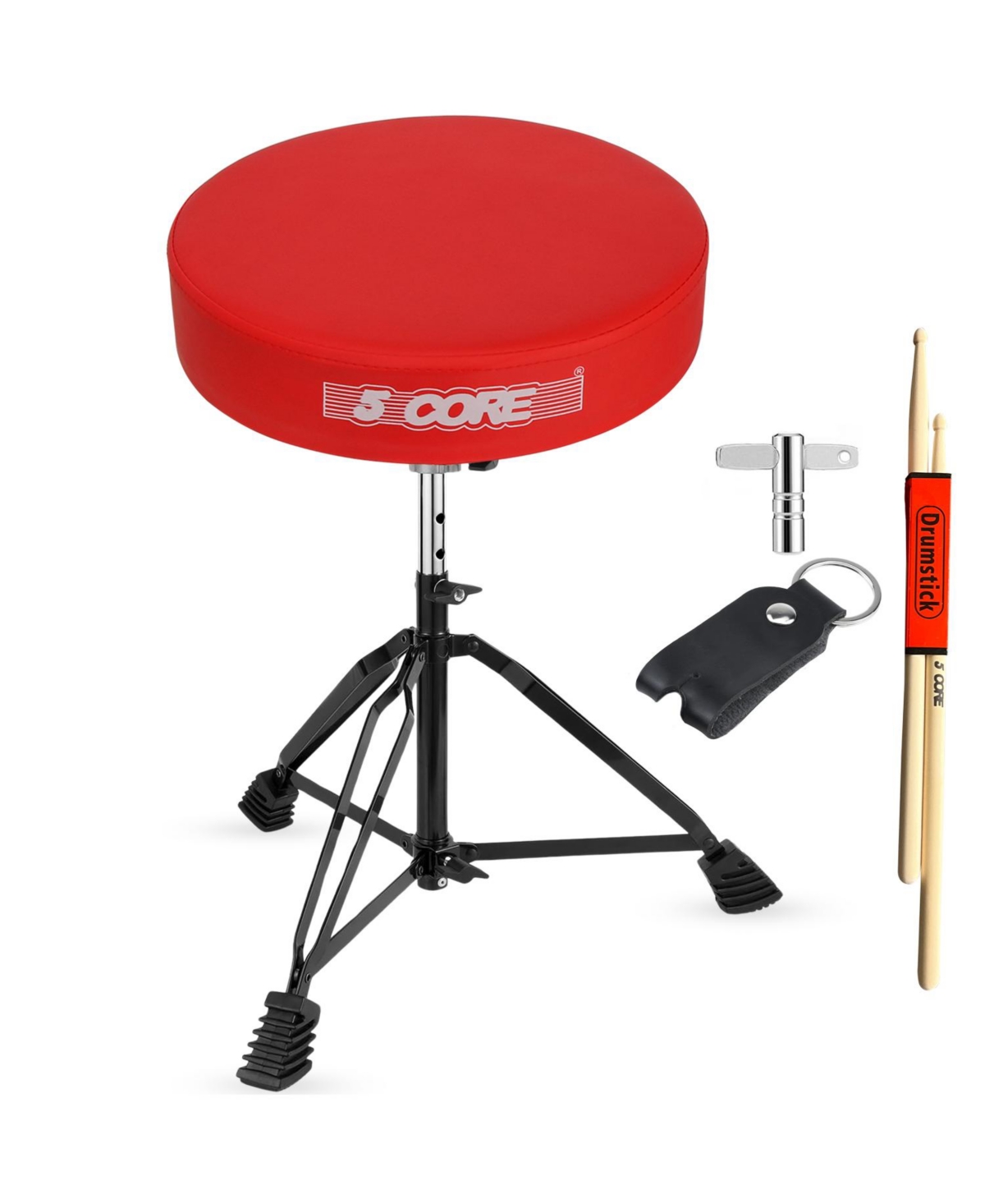 5 Core Drum Throne Padded Guitar Stool Height Adjustable Music Chair Ds Blkch- Red